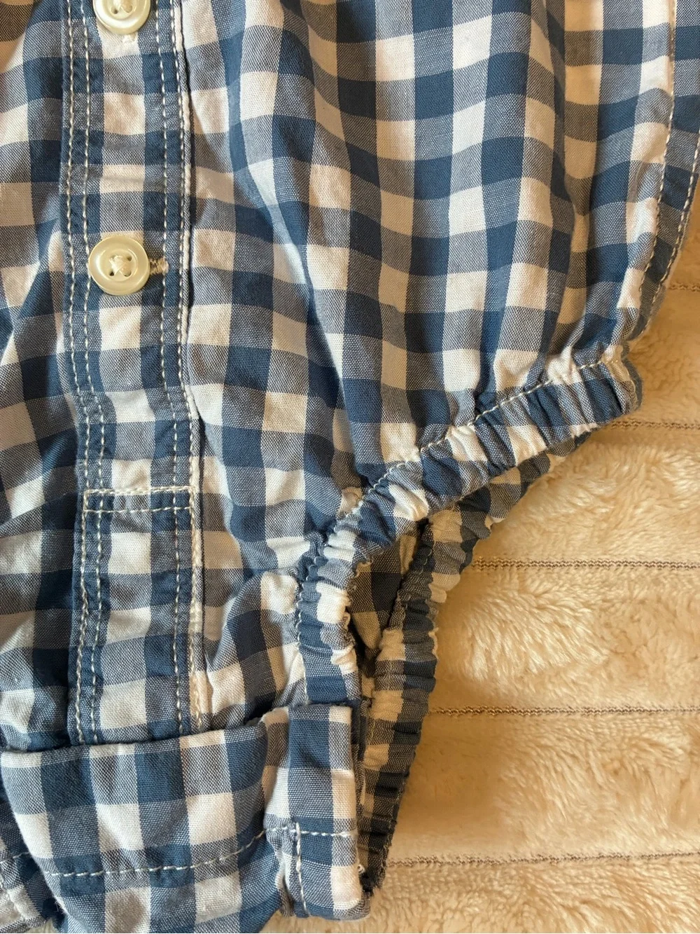 Baby Gap 3-6M Blue Gingham Collared Romper Button Down Baby Outfit